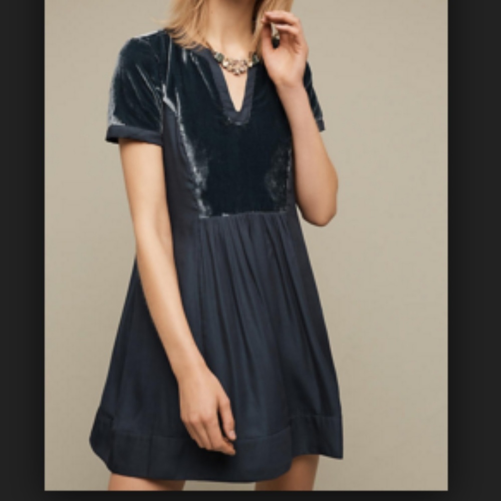 NWT Maeve Dark Turquoise Velvet Tunic Dress SZ S/P